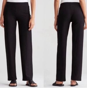 NWT Eileen Fisher System Washable Stretch Crepe Straight Pants Black, Sz M